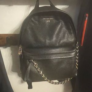 Michael Kors Black Leather Chain Backpack